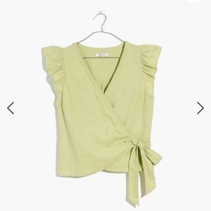 MADEWELL FLUTTER SLEEVE WRAP TOP